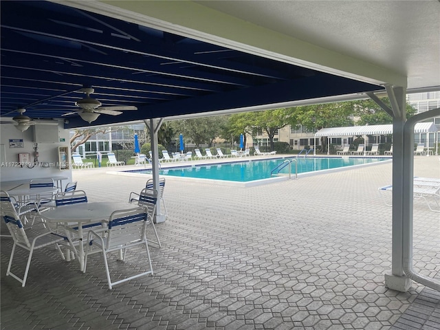 view of swimming pool with a patio