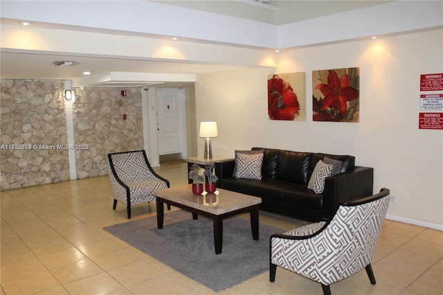 view of tiled living room