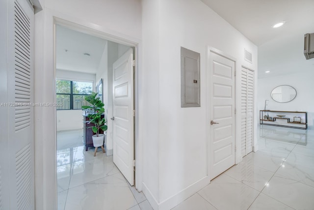 hallway with electric panel