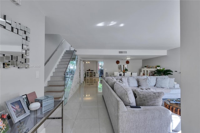 view of tiled living room