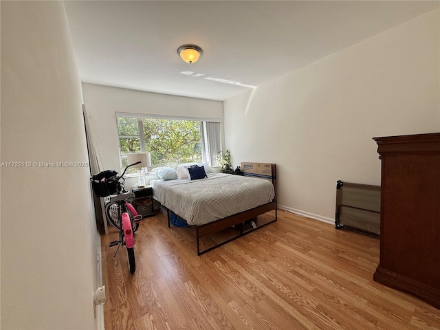 bedroom featuring light wood finished floors