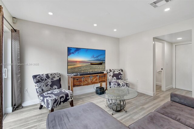 living room featuring light hardwood / wood-style floors