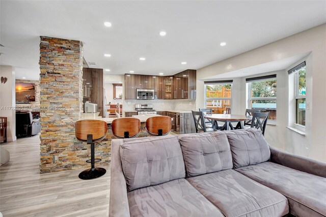 living room featuring light hardwood / wood-style floors