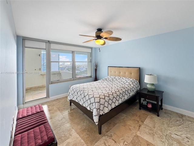 bedroom featuring ceiling fan