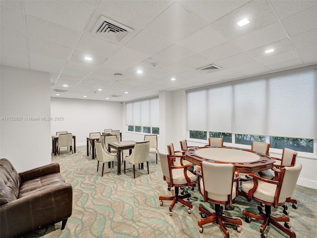 view of carpeted dining space