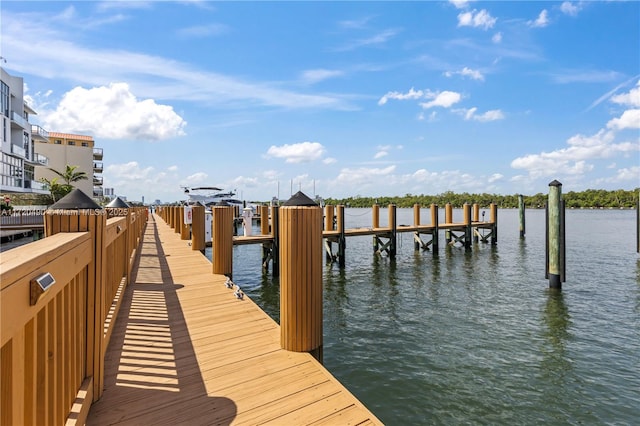 view of dock featuring a water view