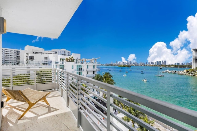 balcony with a water view