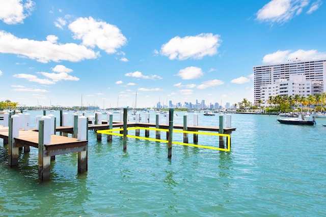 1445 16th St Unit 703, Miami Beach, FL 33139 - view of dock with a water view and a city view