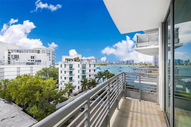 balcony with a water view