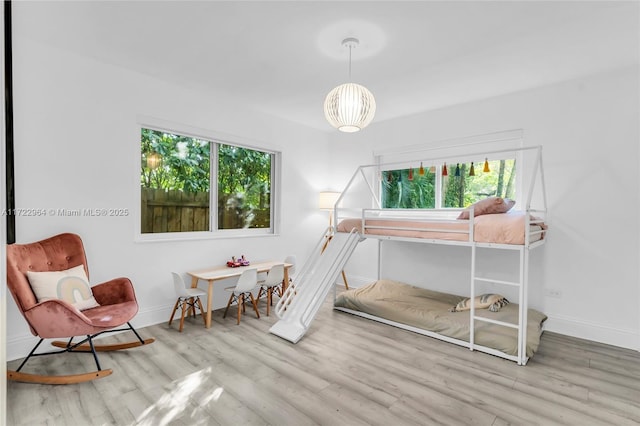 bedroom featuring light hardwood / wood-style flooring