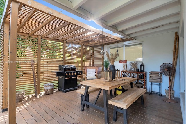 11433 NE 6th Ave, Biscayne Park, FL 33161 - wooden deck with a pergola, area for grilling, and outdoor dining area