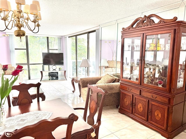 sunroom with a chandelier