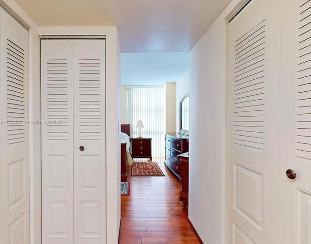 corridor with dark hardwood / wood-style floors