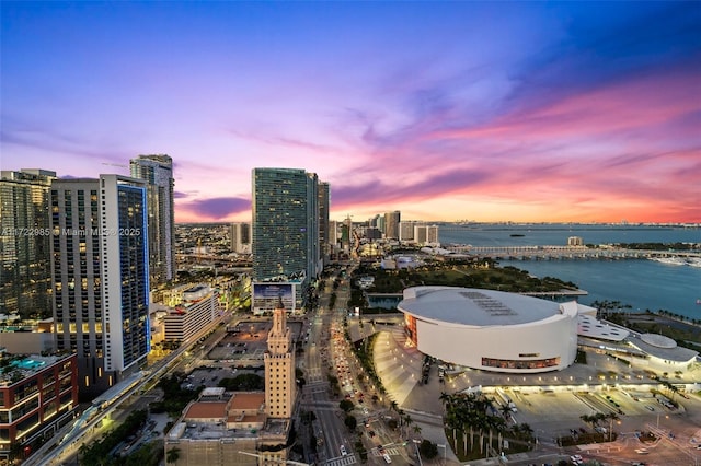 property's view of city with a water view