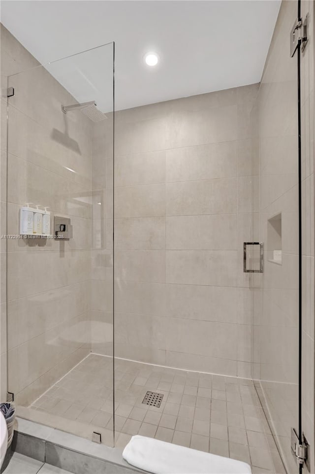 bathroom featuring a shower stall