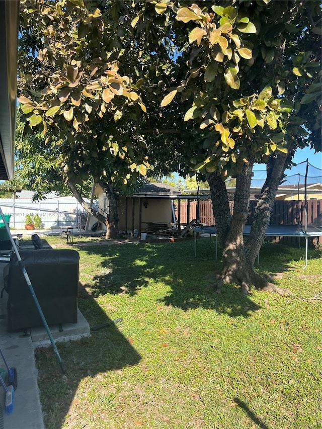 view of yard featuring a trampoline