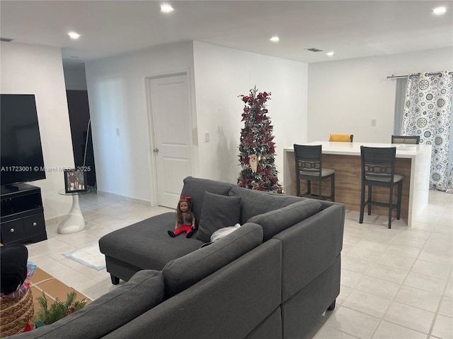 view of tiled living room