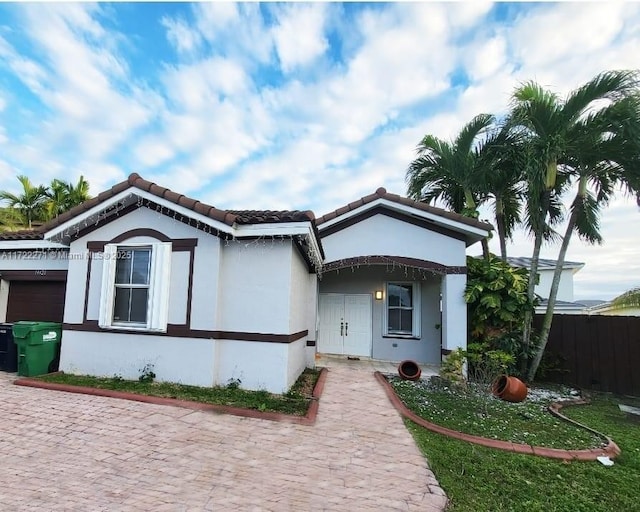 view of front of house with a garage