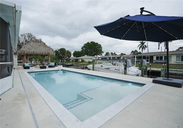 view of pool with a gazebo