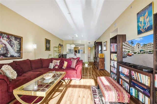 living room with hardwood / wood-style floors