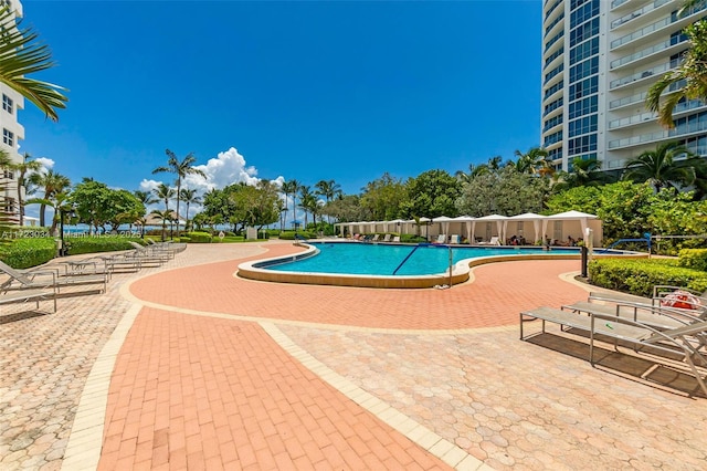 pool featuring a patio area