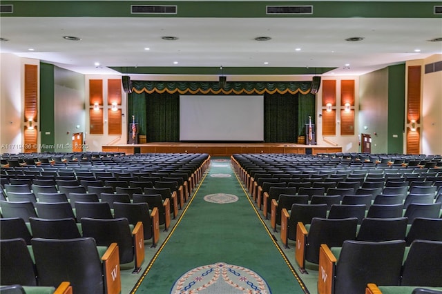 view of carpeted home theater room