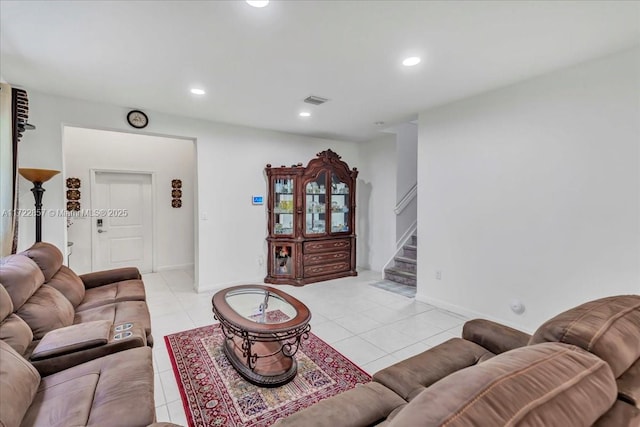 view of tiled living room