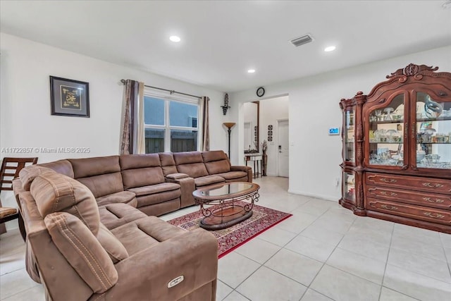 view of tiled living room