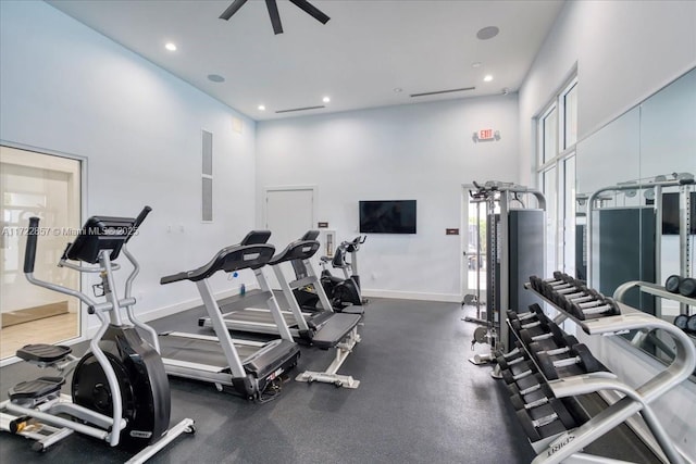 gym featuring a high ceiling