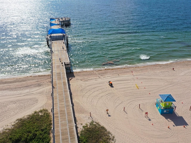 view of water feature with a view of the beach