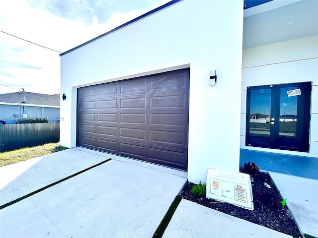 garage with french doors