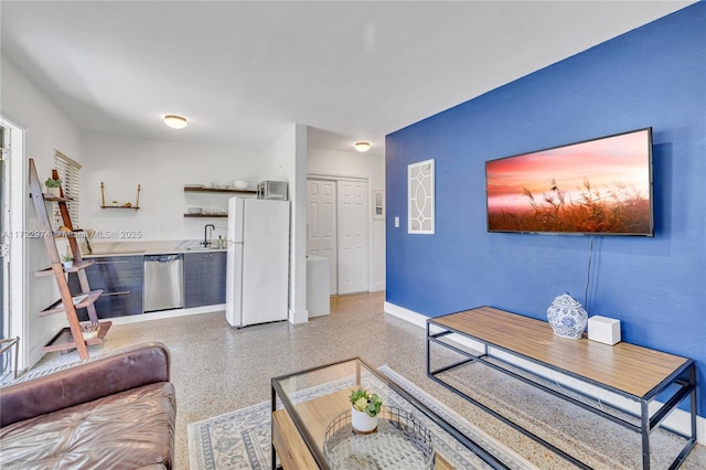 living room featuring sink