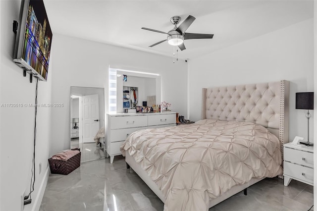 bedroom featuring ceiling fan