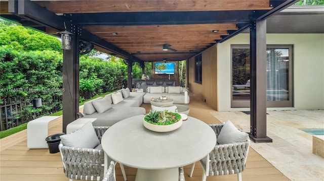 view of patio / terrace with a deck and outdoor lounge area