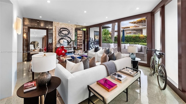 living room featuring expansive windows