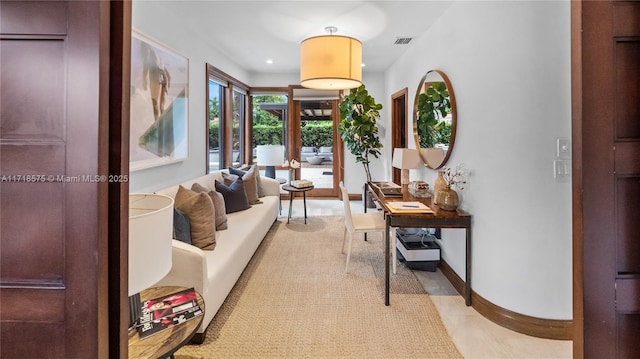 interior space with light tile patterned floors