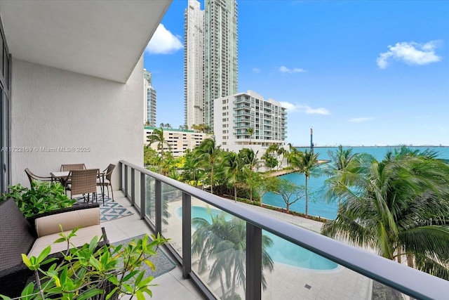 balcony with a water view