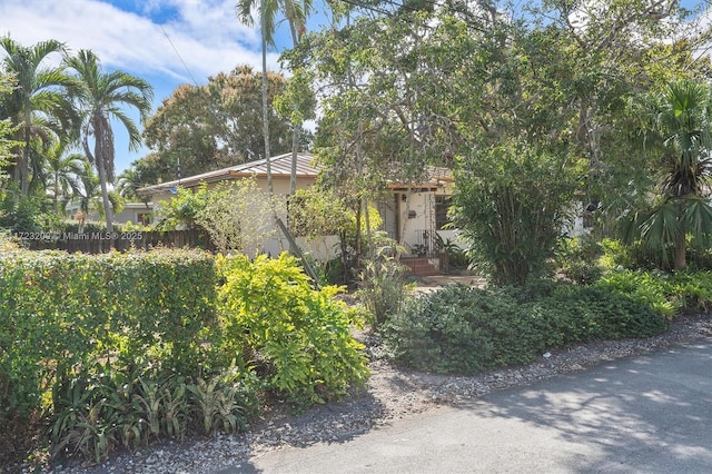 view of property hidden behind natural elements