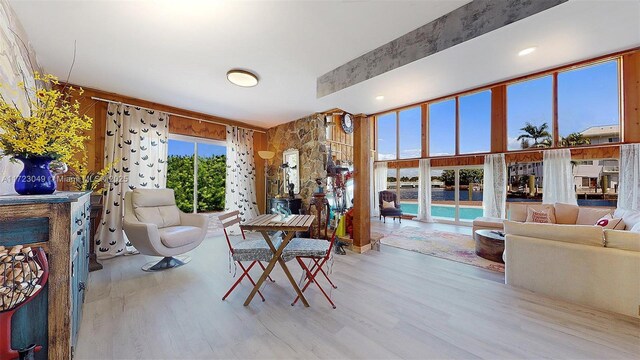 living room with light wood-type flooring