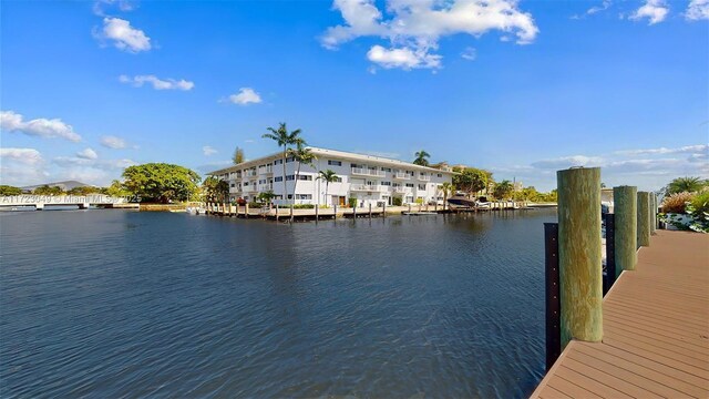 dock area featuring a water view