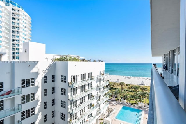 view of water feature featuring a beach view