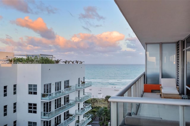 view of water feature with a view of the beach