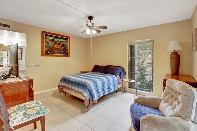 8860 SW 123rd Ct Unit K207, Miami, FL 33186 - bedroom featuring visible vents, baseboards, ceiling fan, and light tile patterned floors