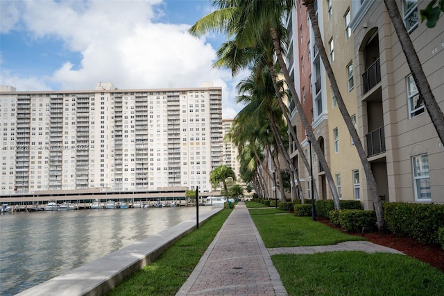 view of property with a water view