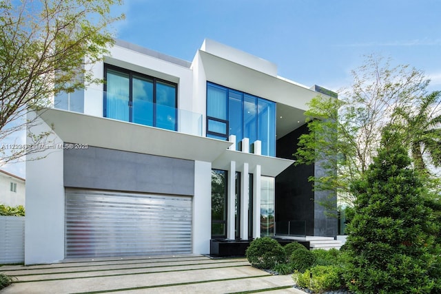 contemporary house featuring a garage