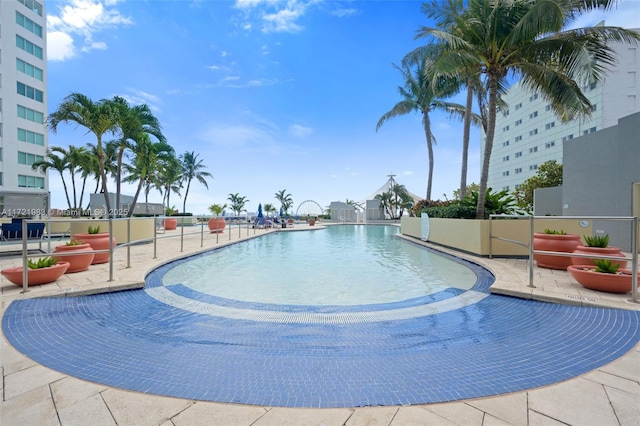 view of pool featuring a patio