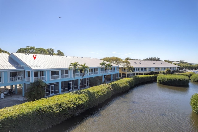 exterior space featuring a water view