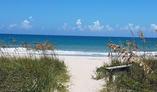 view of water feature featuring a view of the beach