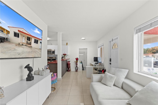 view of tiled living room