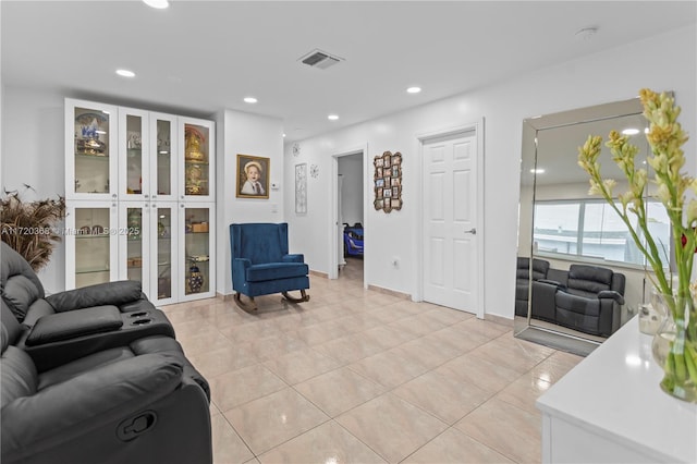 view of tiled living room